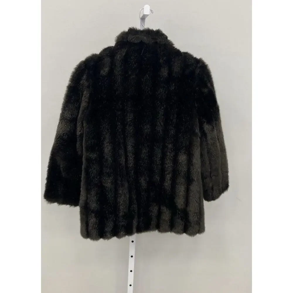 VNT 70s 90s Passport Plush Faux Fox Rabbit Fur Short Jacket Sm 10 Mob Satin 36w - Picture 2 of 15